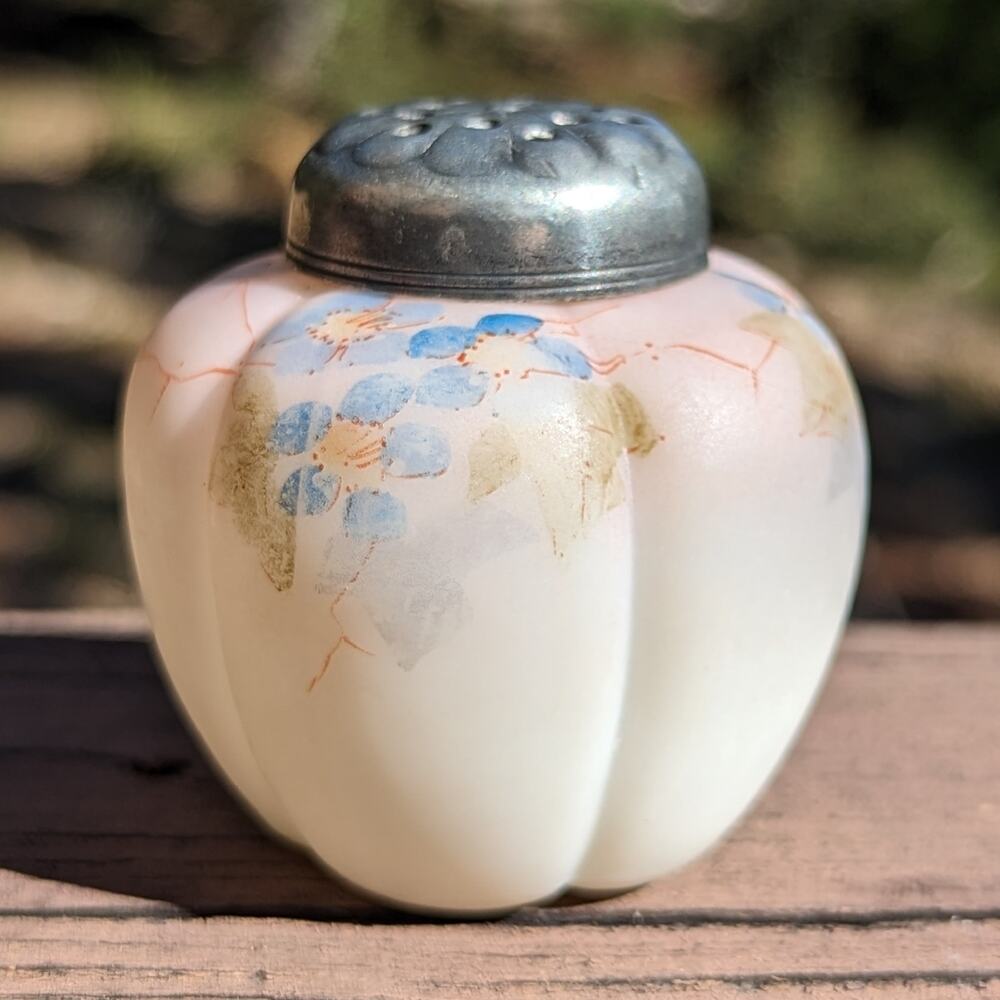 Antique Mount Washington Hand Painted Art Glass Melon Shaker c 1890 - Picture 3 of 13